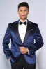 Sparkling Dotted Peak Lapel Men's Navy Blue Tuxedo Jacket - Wessi sold by Wessi