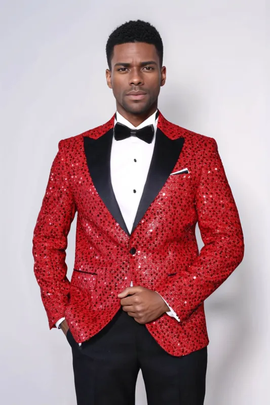 Glitter Pattern Red Men Prom Blazer - Wessi sold by Wessi