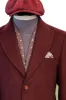 Burgundy Wool Coat, Knit Sweater, Scarf, Cap, and Patterned Trousers Combination - Noble Winter Style - Wessi sold by Wessi