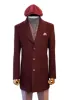 Burgundy Wool Coat, Knit Sweater, Scarf, Cap, and Patterned Trousers Combination - Noble Winter Style - Wessi sold by Wessi