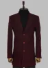 Burgundy Wool Coat, Knit Sweater, Scarf, Cap, and Patterned Trousers Combination - Noble Winter Style - Wessi sold by Wessi
