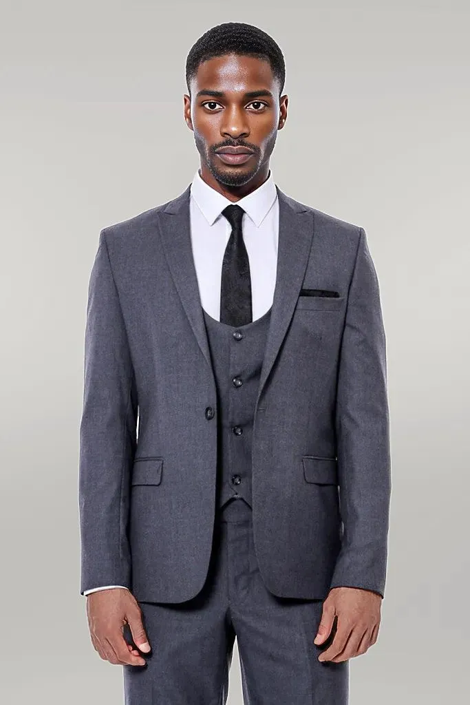 Gray Slim Fit Suit, White Shirt, and Black Tie Combination - Classic Office Style - Wessi sold by Wessi product image thumbnail 3