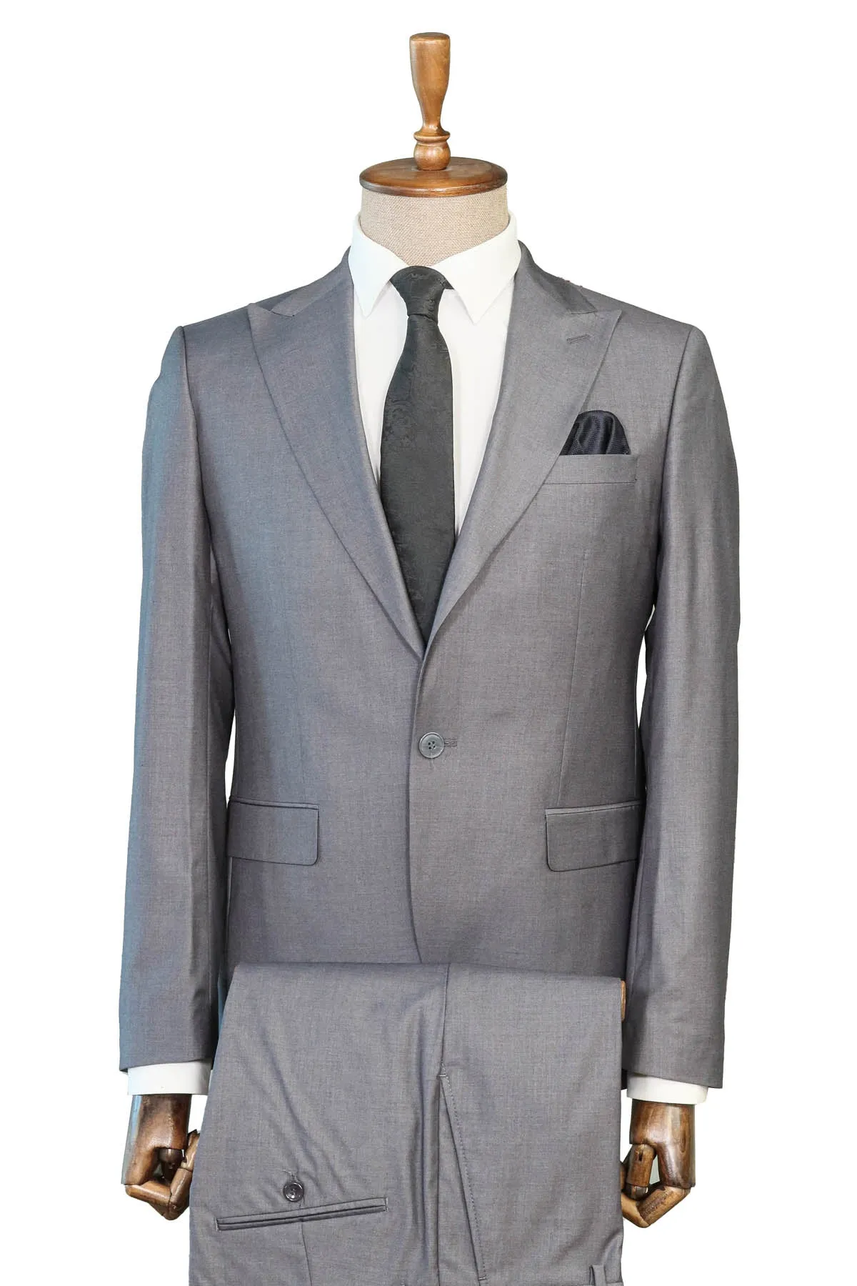 Gray Slim Fit Suit, White Shirt, and Black Tie Combination - Classic Office Style - Wessi sold by Wessi product image thumbnail 2