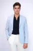 Light Blue Textured Linen-Feel Gold Metal Button Slim Fit Men's Blazer Jacket - Wessi sold by Wessi