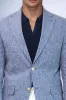 Dark Blue Textured Linen-Feel Gold Metal Button Slim Fit Men's Blazer Jacket - Wessi sold by Wessi