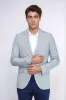 Light Blue Striped Linen Gold Metal Button Slim Fit Men's Blazer Jacket - Wessi sold by Wessi