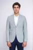 Light Blue Striped Linen Gold Metal Button Slim Fit Men's Blazer Jacket - Wessi sold by Wessi