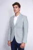 Light Blue Striped Linen Gold Metal Button Slim Fit Men's Blazer Jacket - Wessi sold by Wessi