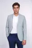 Light Blue Striped Linen Gold Metal Button Slim Fit Men's Blazer Jacket - Wessi sold by Wessi