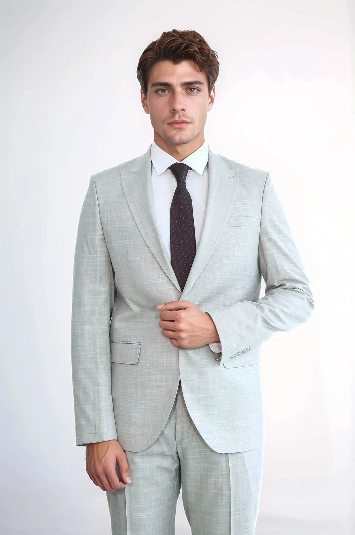 Two Piece Slim Fit Single Button Light Grey Men Suit - Wessi sold by Wessi product image thumbnail 4