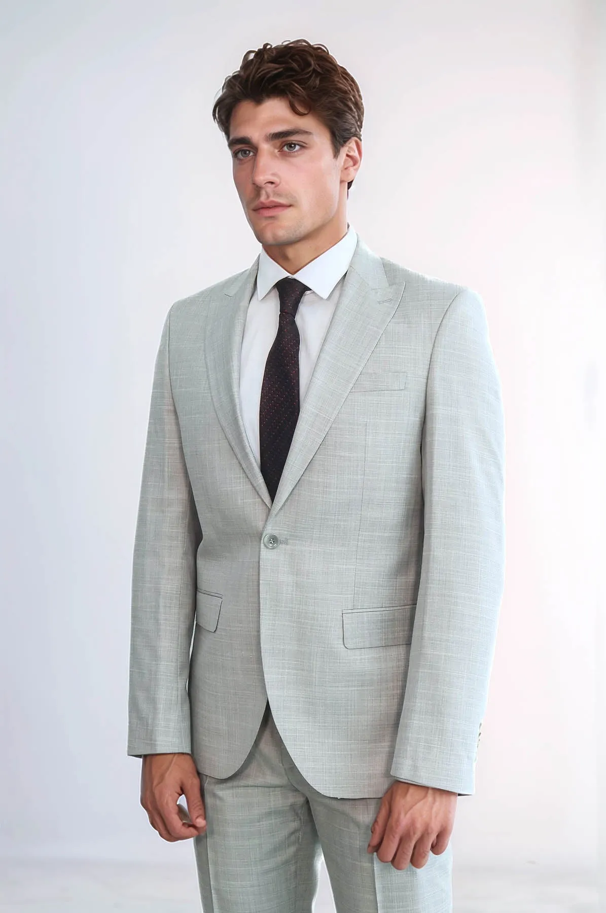 Two Piece Slim Fit Single Button Light Grey Men Suit - Wessi sold by Wessi product image thumbnail 3