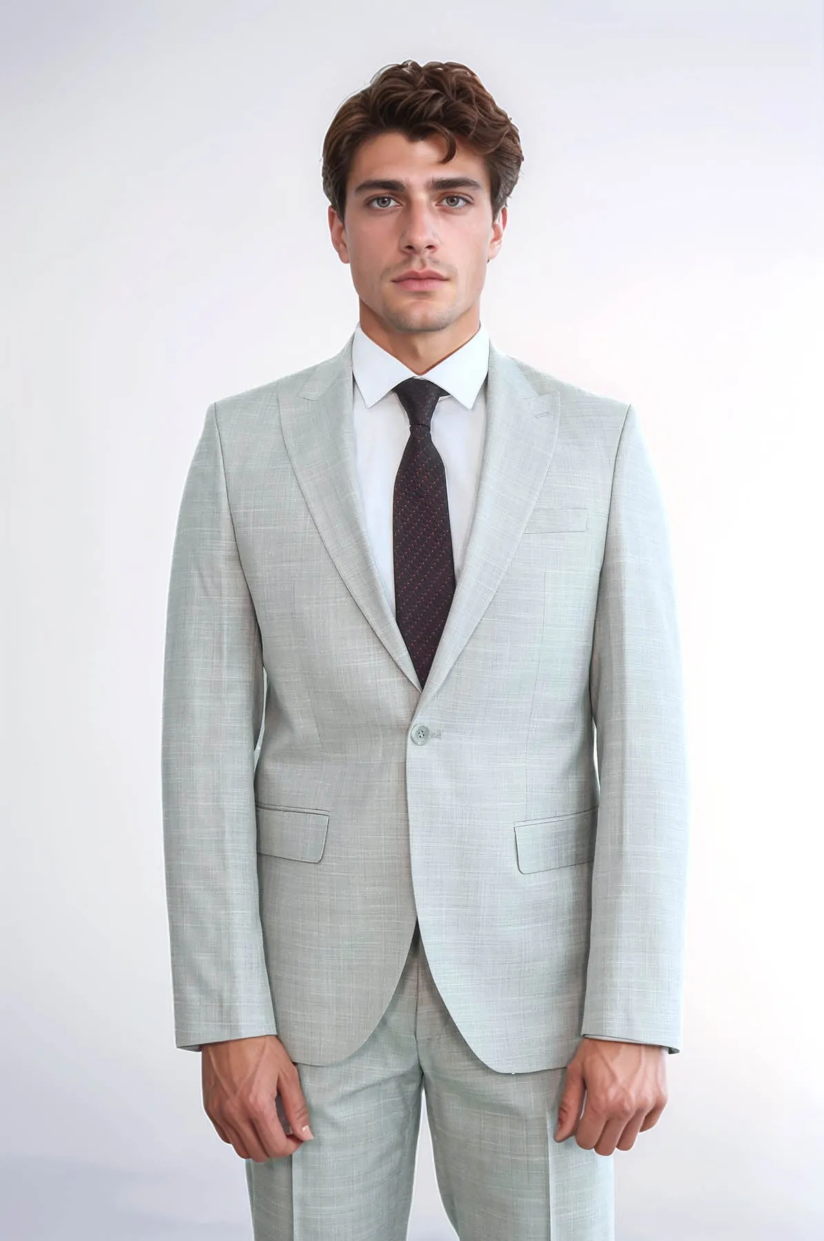 Two Piece Slim Fit Single Button Light Grey Men Suit - Wessi sold by Wessi product image thumbnail 2
