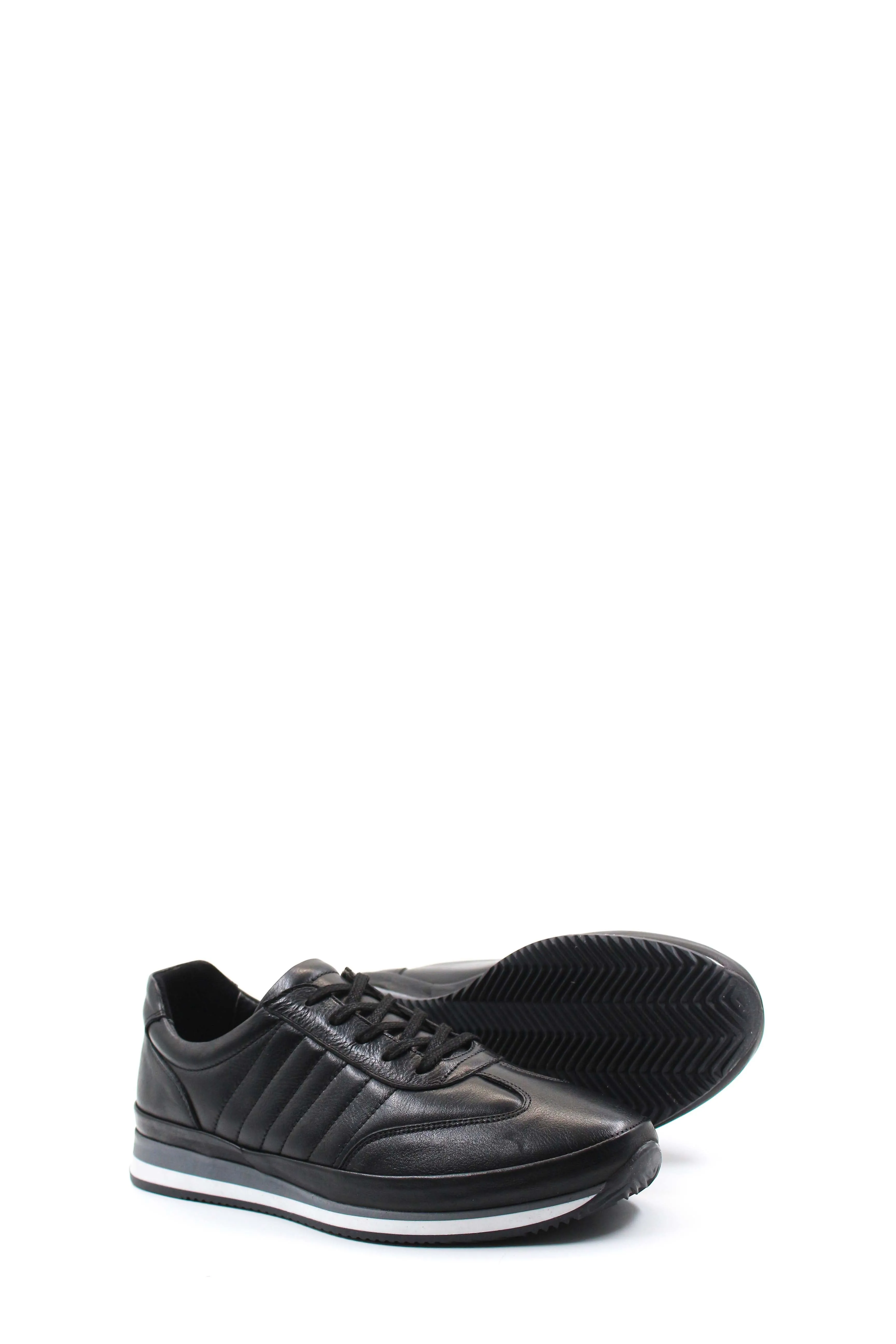 Men's Black Leather Athletic Sneakers-Wessi sold by Wessi product image thumbnail 3