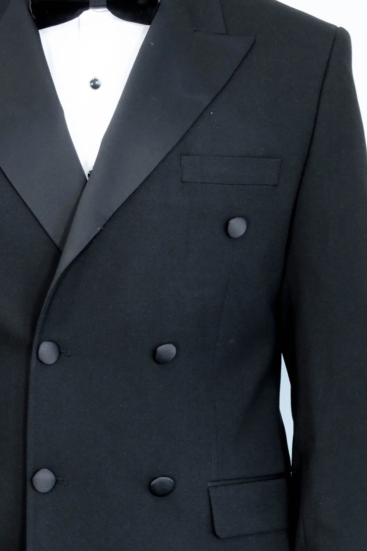 Slim Fit Double-Breasted Black Tuxedo Suit with Satin Lapel – Wessi sold by Wessi product image thumbnail 2