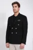 Black Solid Slim Fit Double-Breasted Blazer with Silver Metal Buttons – Wessi sold by Wessi