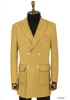Metal Buttons Wool Cashmere Tan Men Double Breasted Coat - Wessi sold by Wessi