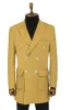 Metal Buttons Wool Cashmere Tan Men Double Breasted Coat - Wessi sold by Wessi