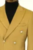 Metal Buttons Wool Cashmere Tan Men Double Breasted Coat - Wessi sold by Wessi