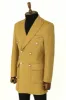 Metal Buttons Wool Cashmere Tan Men Double Breasted Coat - Wessi sold by Wessi