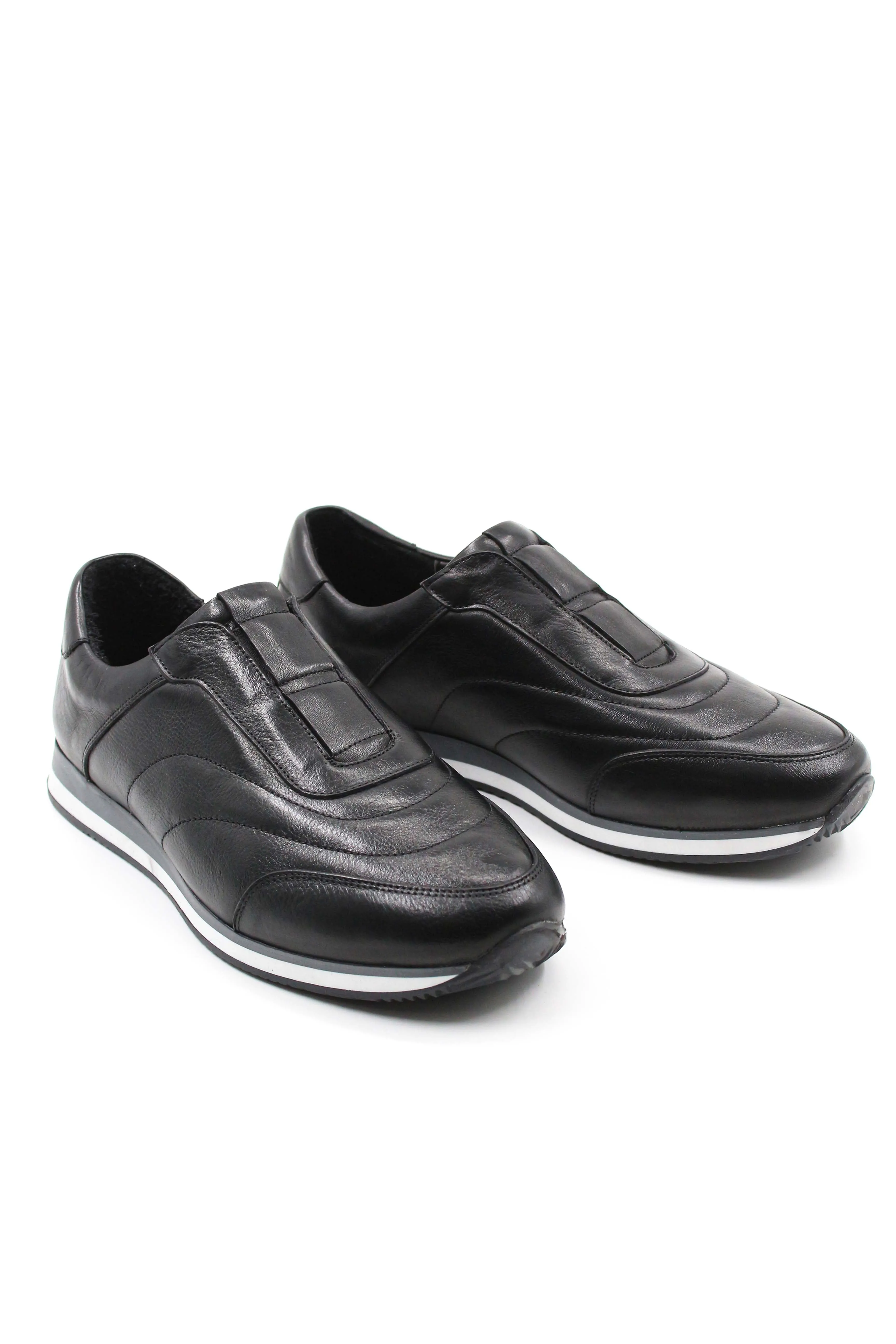 Men's Black Leather Slip-On Sneakers-Wessi sold by Wessi product image thumbnail 4