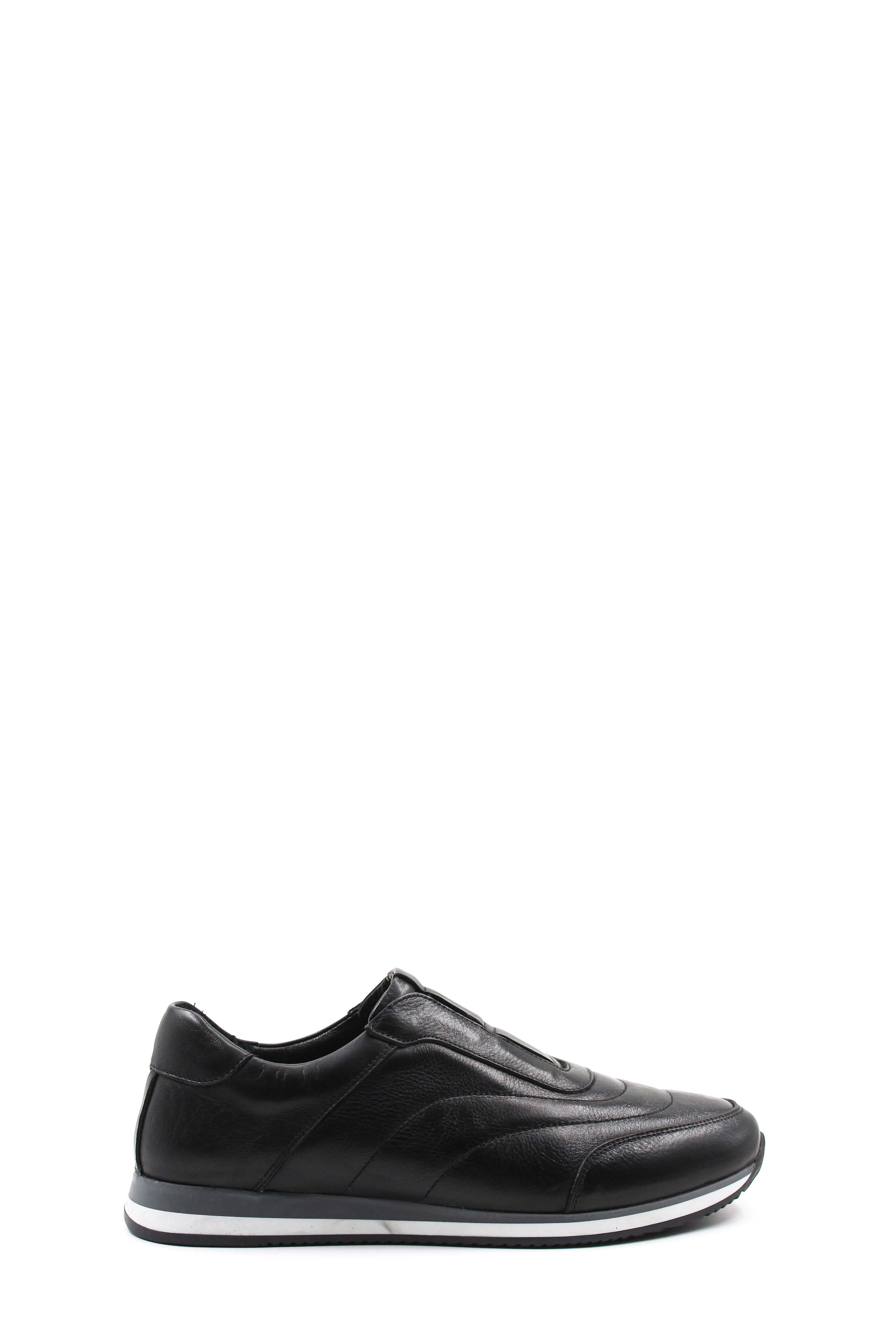 Men's Black Leather Slip-On Sneakers-Wessi sold by Wessi