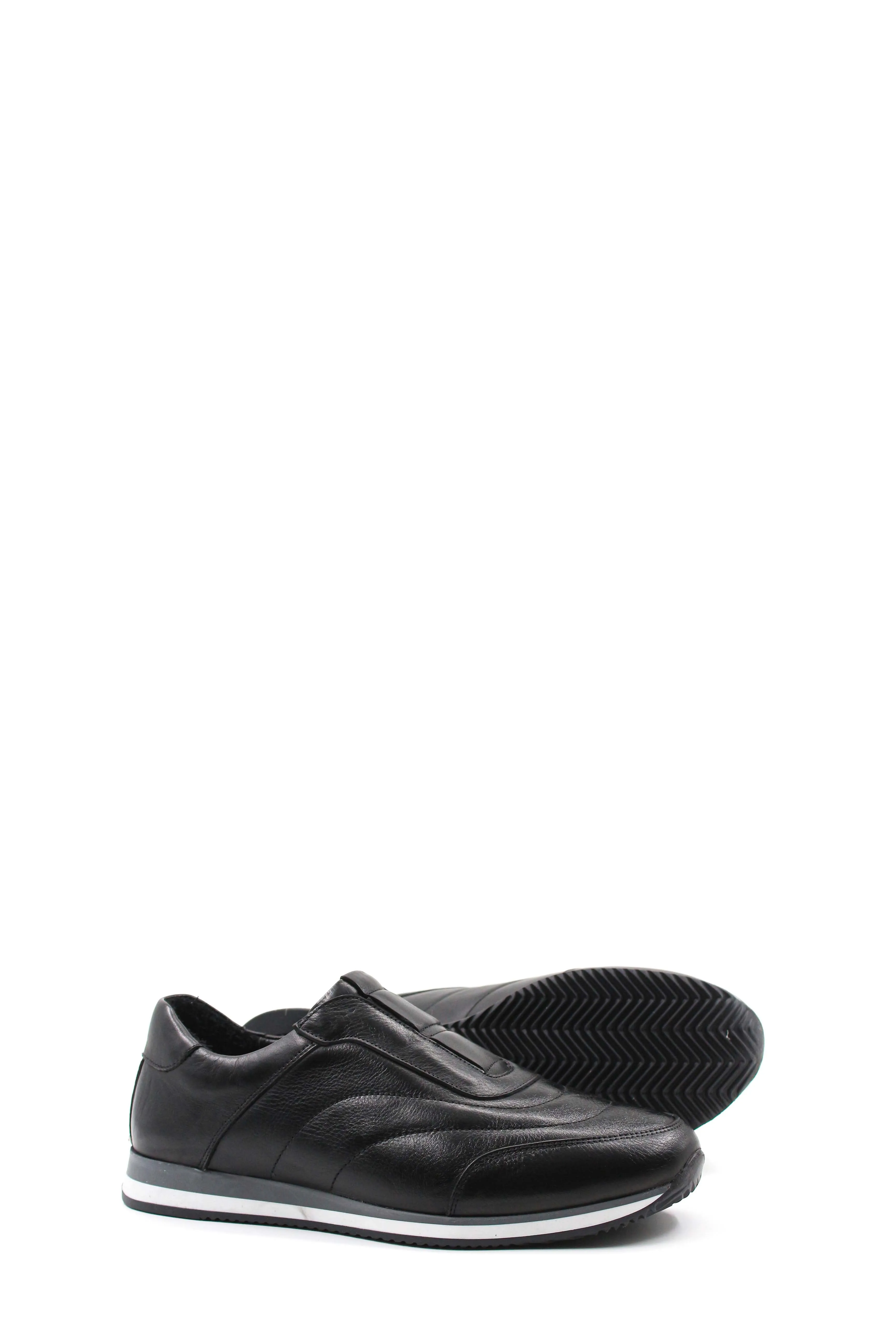 Men's Black Leather Slip-On Sneakers-Wessi sold by Wessi product image thumbnail 3