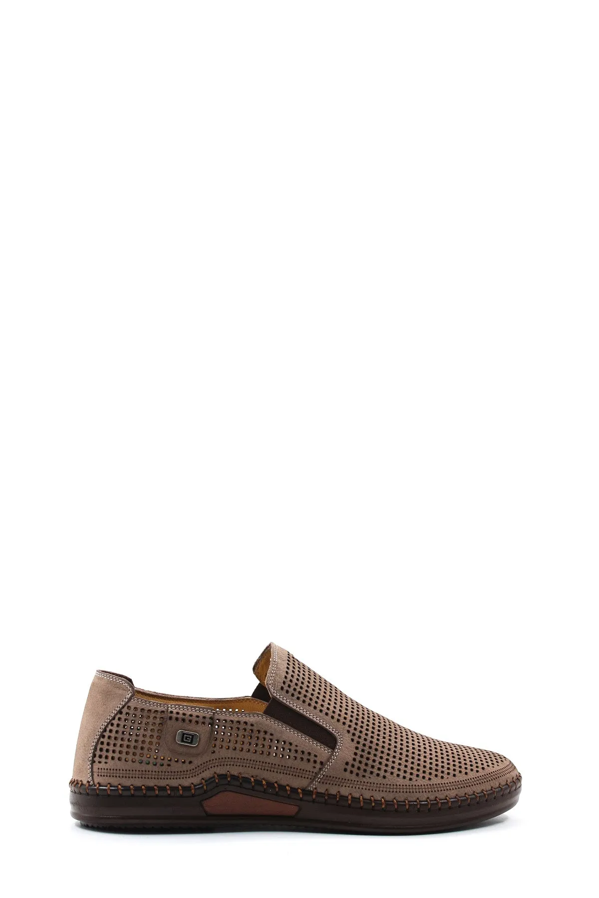 Taupe Perforated Slip-Ons-Wessi sold by Wessi