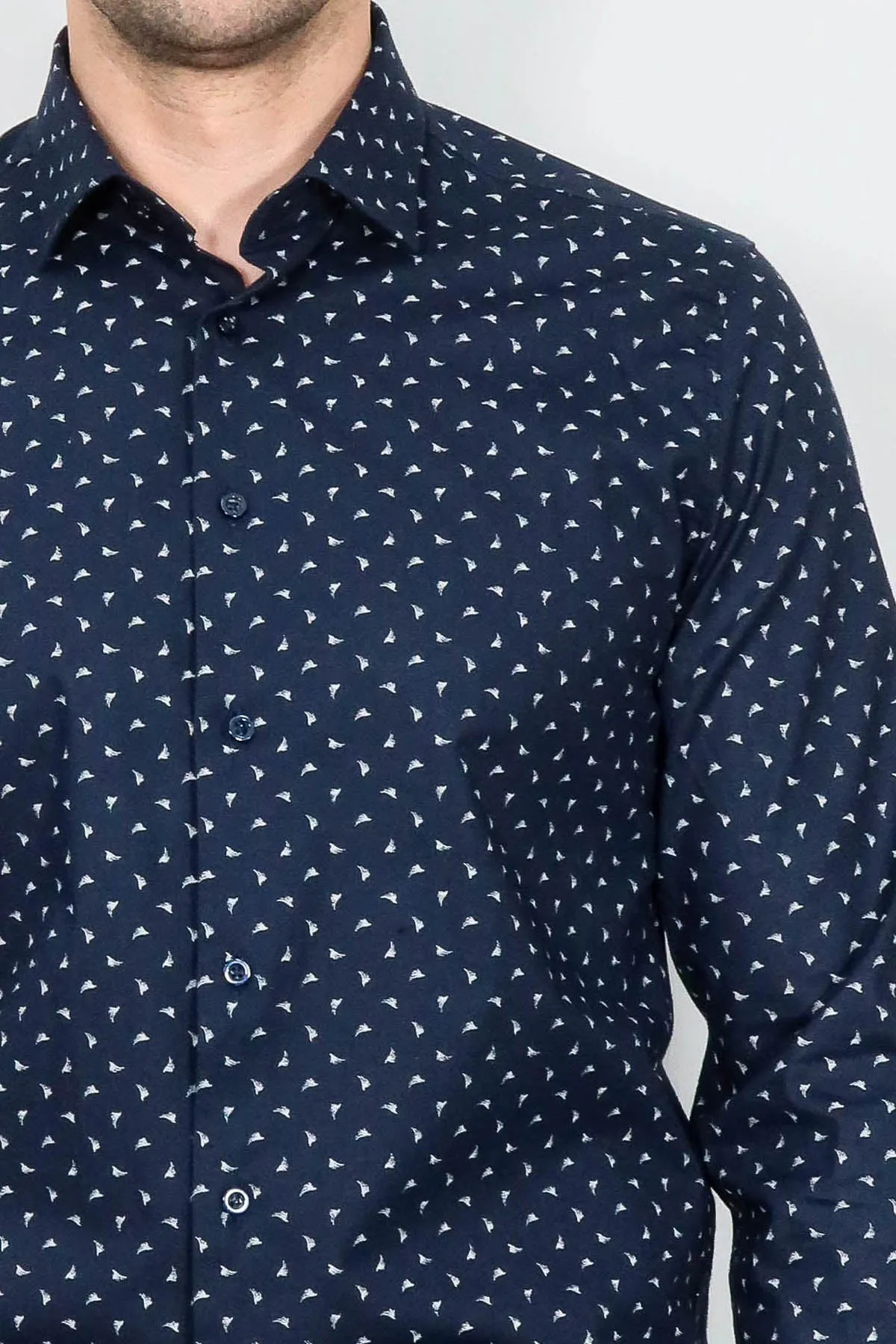 Men’s Navy Shirt with Minimal White Pattern – Wessi sold by Wessi product image thumbnail 2