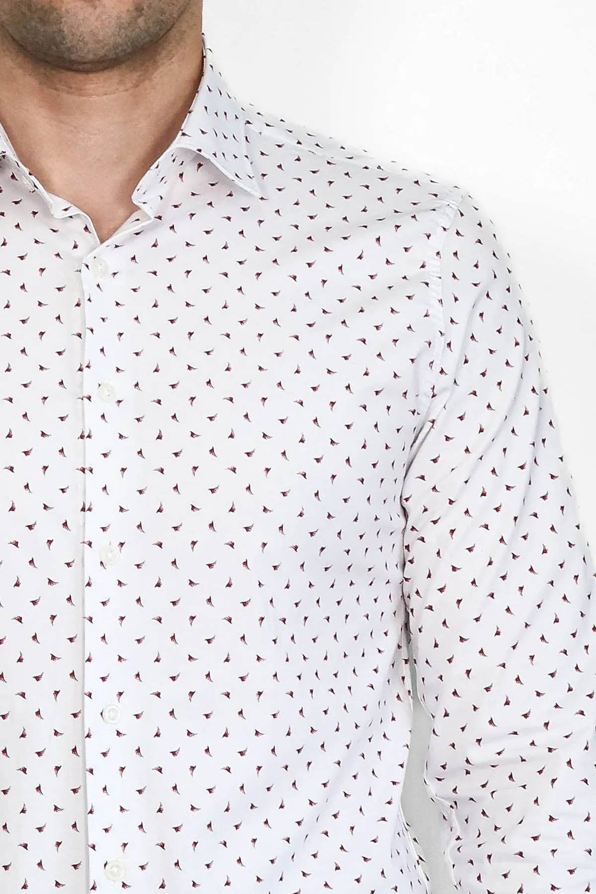Men’s White Shirt with Minimal Burgundy Pattern – Wessi sold by Wessi product image thumbnail 2