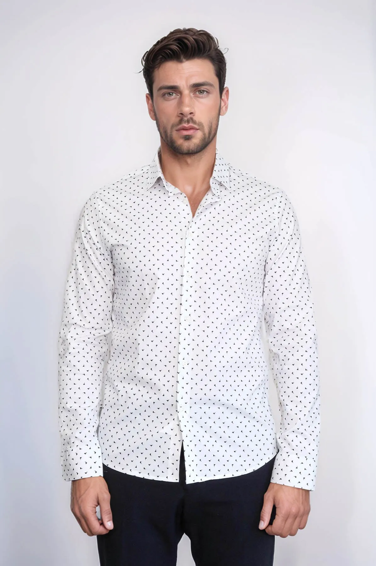 Men’s White Shirt with Minimal Black Pattern – Wessi sold by Wessi product image thumbnail 3