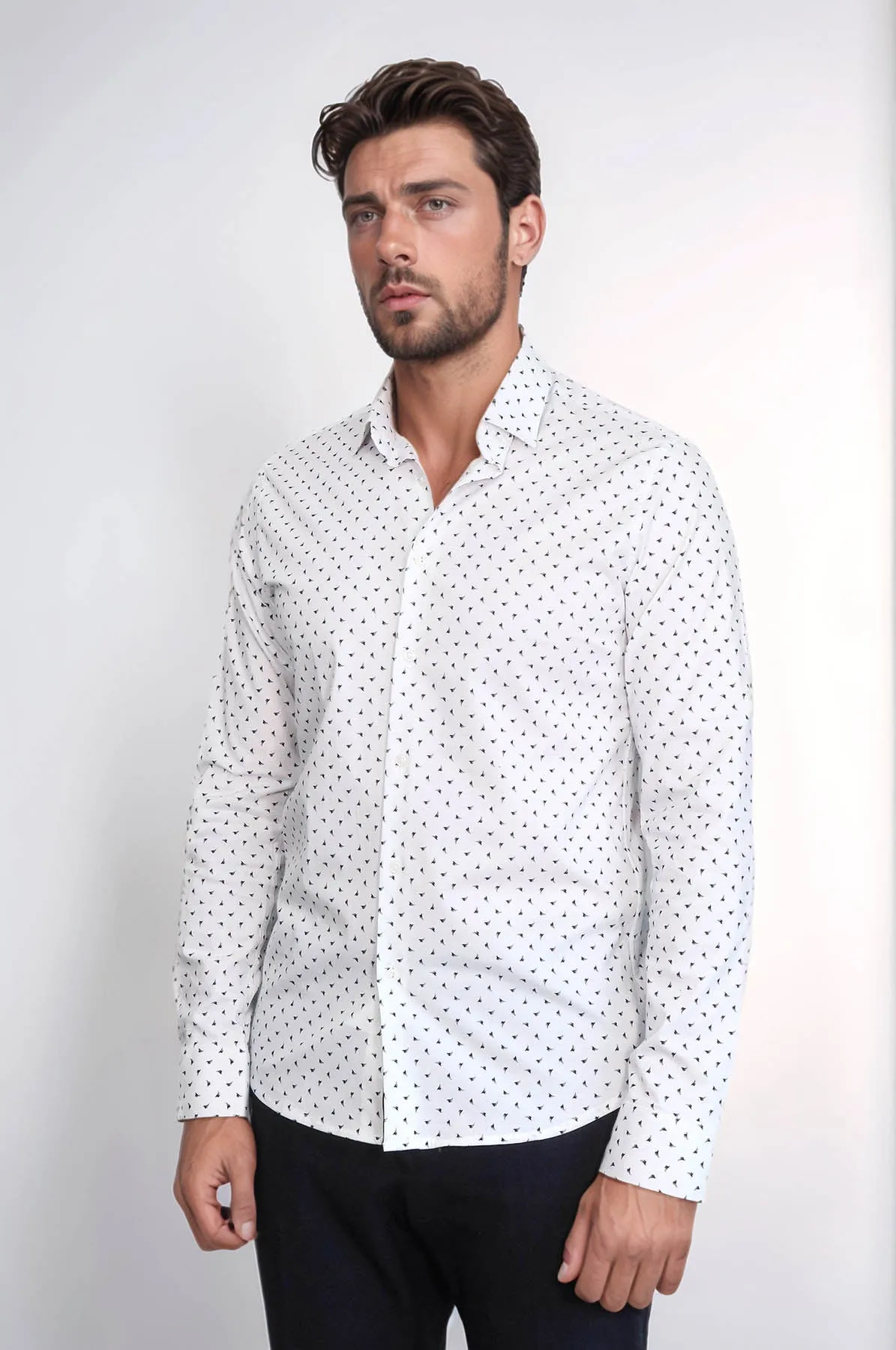 Men’s White Shirt with Minimal Black Pattern – Wessi sold by Wessi product image thumbnail 4