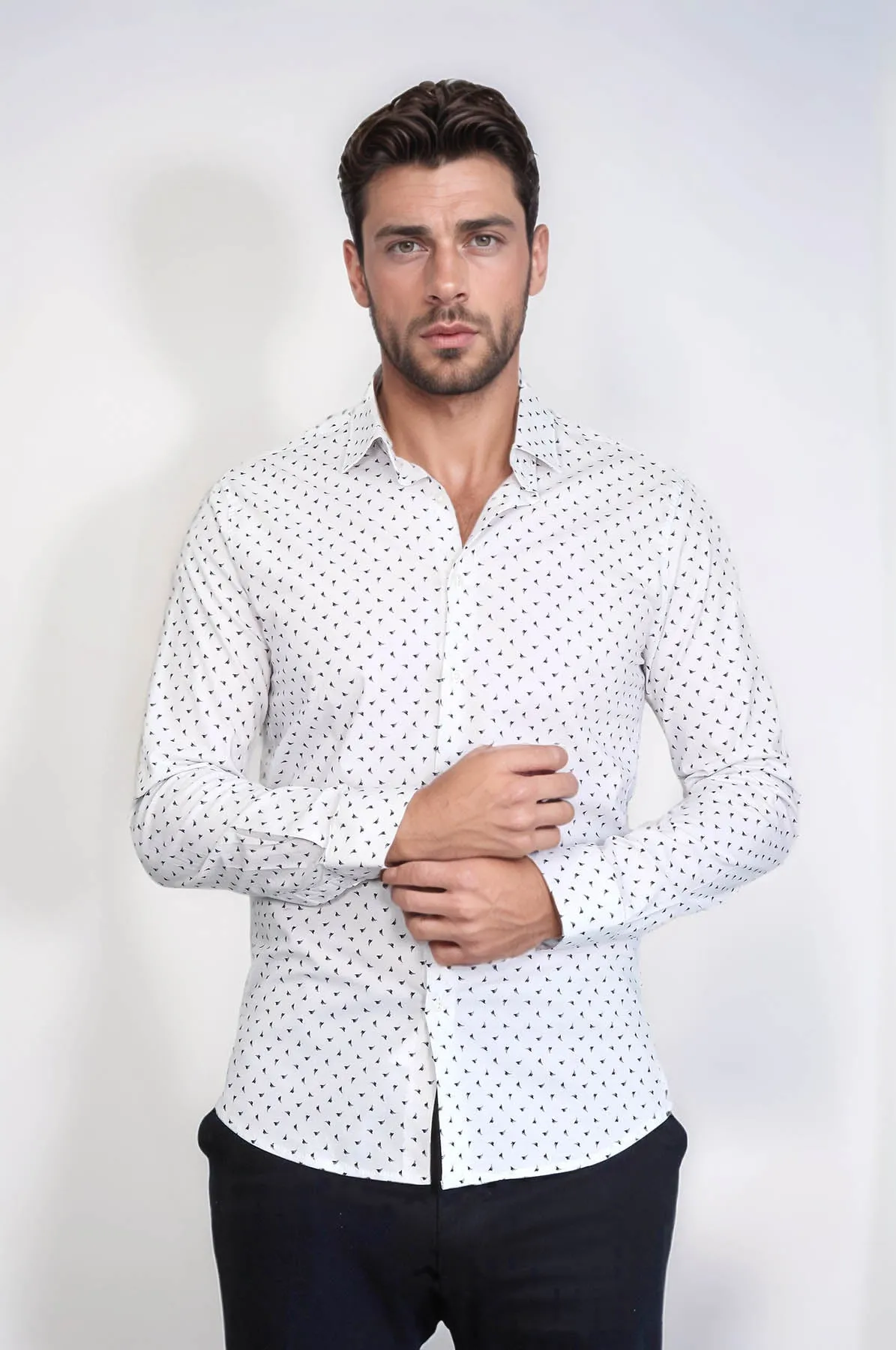 Men’s White Shirt with Minimal Black Pattern – Wessi sold by Wessi product image thumbnail 5