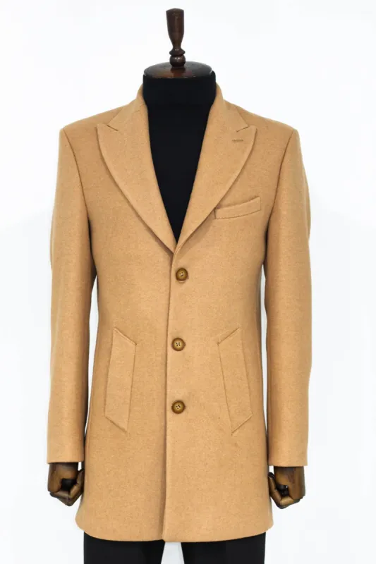 Wide Lapel Wool Cream Men Coat - Wessi sold by Wessi