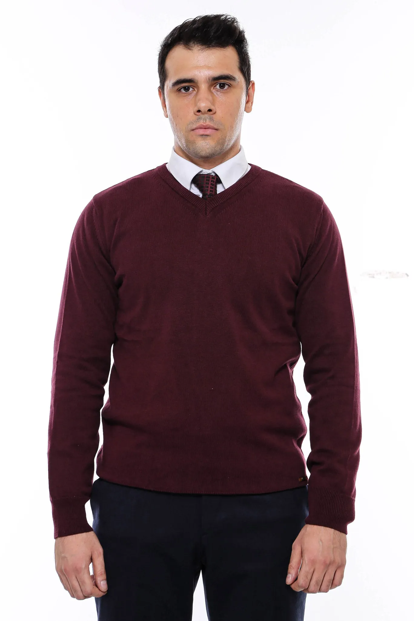 V Neck Burgundy Men's Knitwear - Wessi sold by Wessi product image thumbnail 4