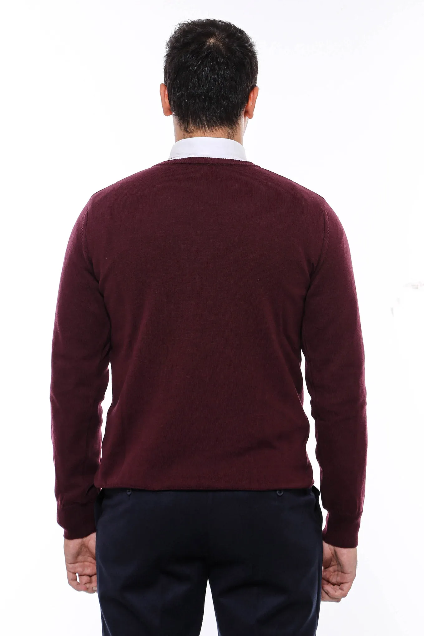 V Neck Burgundy Men's Knitwear - Wessi sold by Wessi product image thumbnail 5