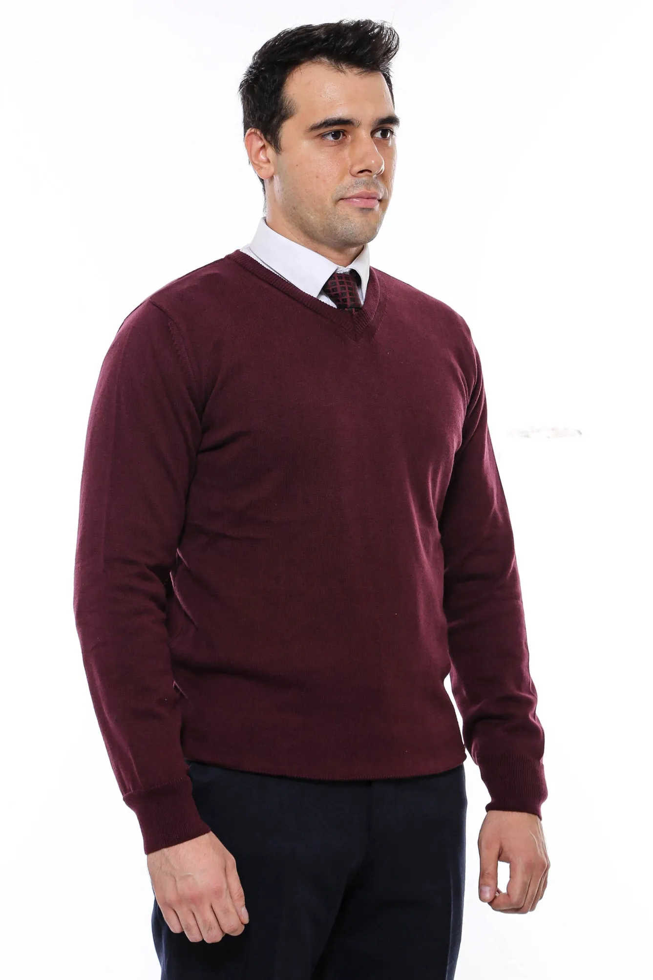 V Neck Burgundy Men's Knitwear - Wessi sold by Wessi product image thumbnail 3