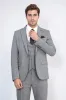 Striped Double-Breasted Button Detailed Vested Gray Mens Suit - Wessi sold by Wessi