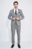 Striped Double-Breasted Button Detailed Vested Gray Mens Suit - Wessi sold by Wessi