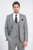 Striped Double-Breasted Button Detailed Vested Gray Mens Suit - Wessi sold by Wessi
