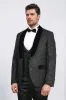 Baroque Patterned Velvet Shawl Collar Vested Glittery Black Tuxedo - Wessi sold by Wessi