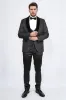 Baroque Patterned Velvet Shawl Collar Vested Glittery Black Tuxedo - Wessi sold by Wessi