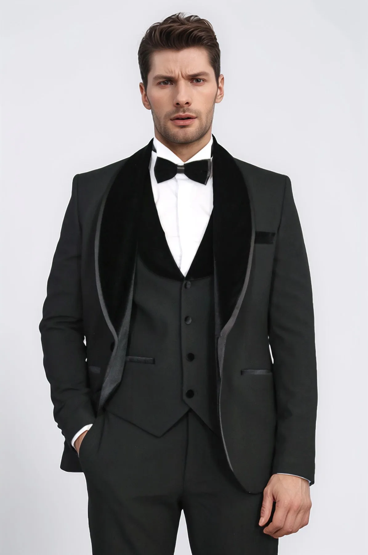 Classic Velvet Collar Black Tuxedo Suit - Wessi sold by Wessi