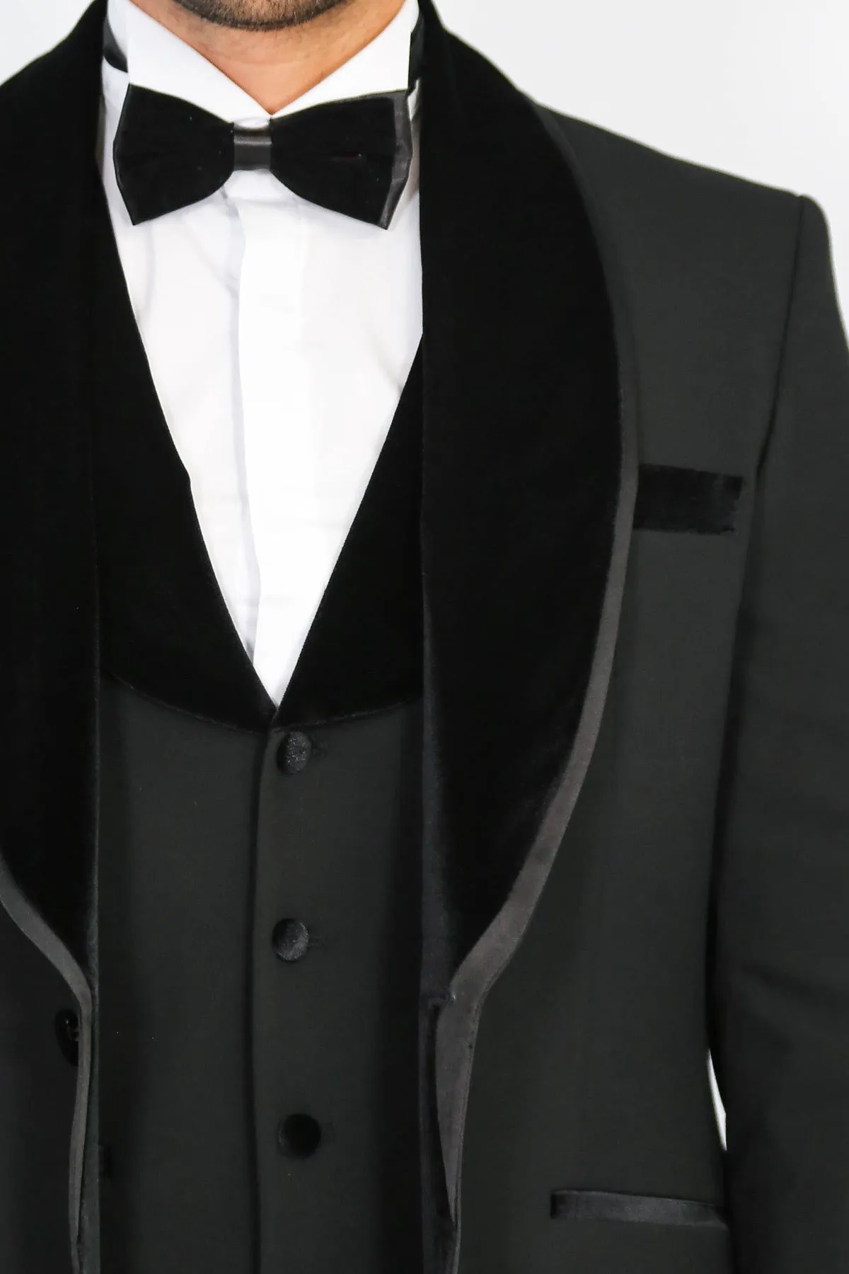 Classic Velvet Collar Black Tuxedo Suit - Wessi sold by Wessi product image thumbnail 2