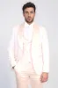 Wavy Patterned Shawl Collar Vested Powder Pink Tuxedo - Wessi sold by Wessi