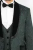Baroque Patterned Velvet Shawl Collar Vested Green Tuxedo - Wessi sold by Wessi