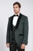 Baroque Patterned Velvet Shawl Collar Vested Green Tuxedo - Wessi sold by Wessi
