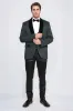 Baroque Patterned Velvet Shawl Collar Vested Green Tuxedo - Wessi sold by Wessi