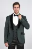 Baroque Patterned Velvet Shawl Collar Vested Green Tuxedo - Wessi sold by Wessi
