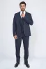 Striped Single Button with Vested Navy Blue Mens Suit - Wessi sold by Wessi