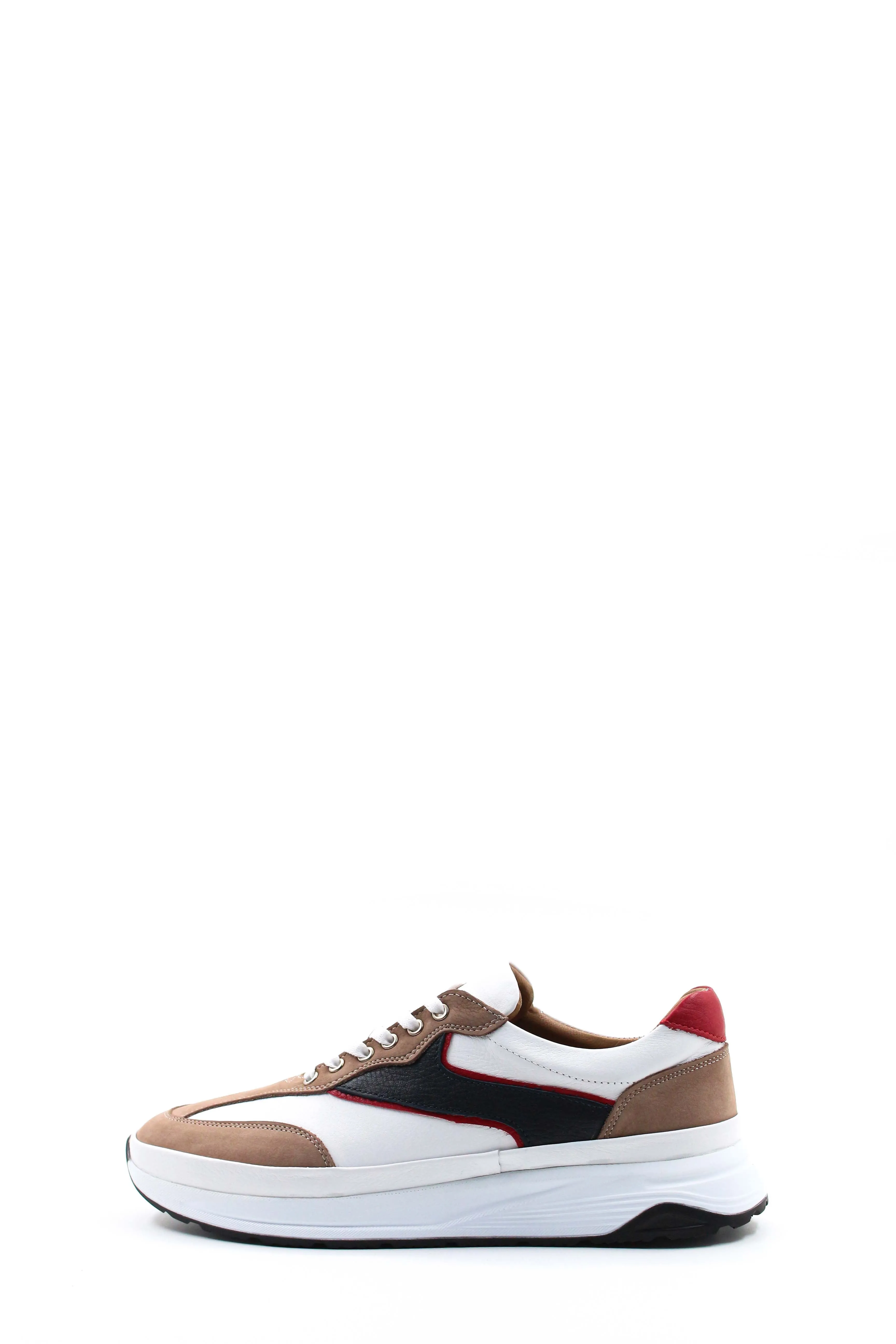 Men's Beige Black and Red Leather Sneakers with White Sole - Wessi sold by Wessi product image thumbnail 2